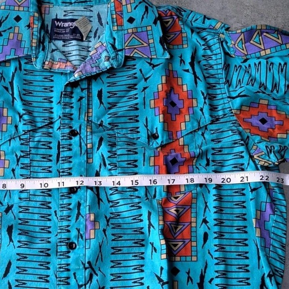 Wrangler Western Shirt Aztec Print Cowboy‎ Cut Long Sleeve Brushpopper Style - Picture 6 of 7